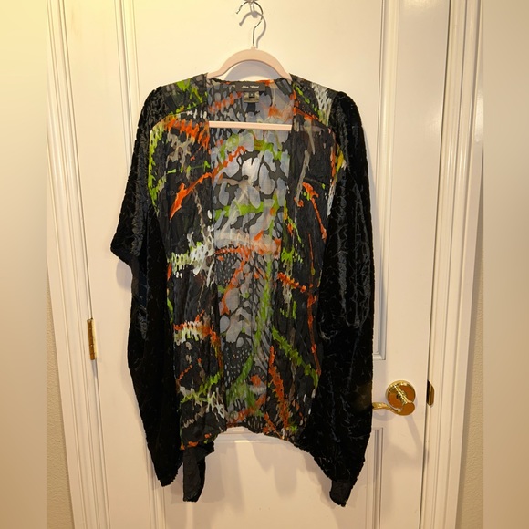 Mia Wear Velvet and Rayon Stunning Print Cardigan - Picture 1 of 6